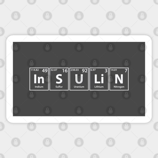 Insulin (In-S-U-Li-N) Periodic Elements Spelling Sticker by cerebrands